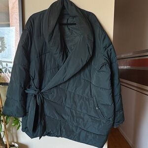 Teal Puffer Coat with Belt